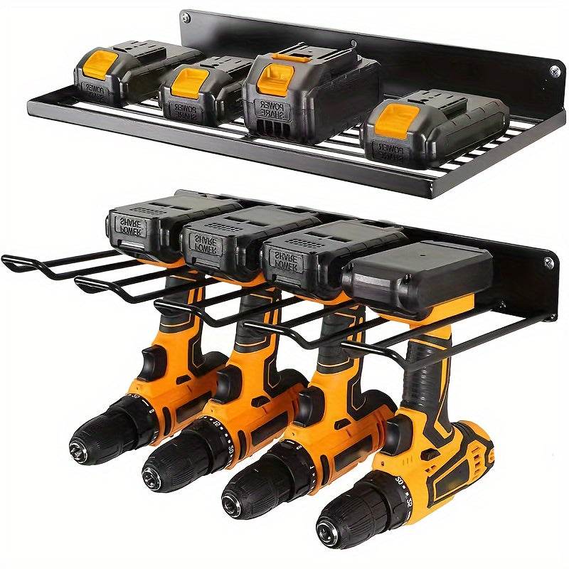 Wall Mounted Power Tool Organizer Rack – Heavy Duty Metal Drill Holder with 2/3/4 Layer Floating Shelf | Garage Tool Storage for Cordless Drills, Screwdrivers & Power Tools | No Electricity Needed