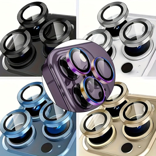 iPhone Camera Lens Protector 5PCS Multi-Color Set – Rear Camera Cover for iPhone 11 / 14 / 14 Plus / 15 Pro / 15 Pro Max, Gold Silver Black Gray Rainbow, Scratch & Drop Protection
