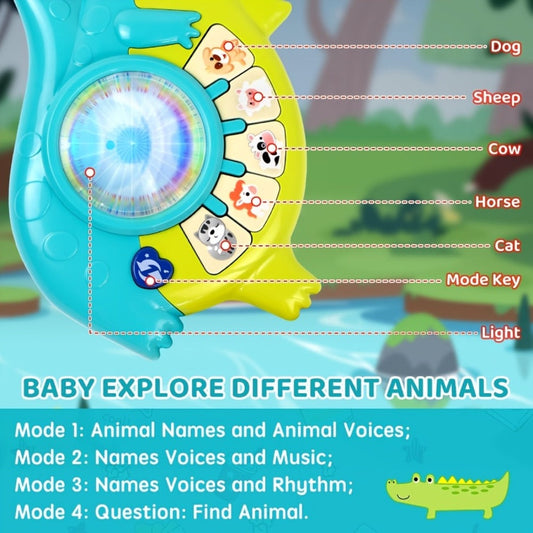 Piano Guitar Musical Toy in Green with Animal Sounds and Lights