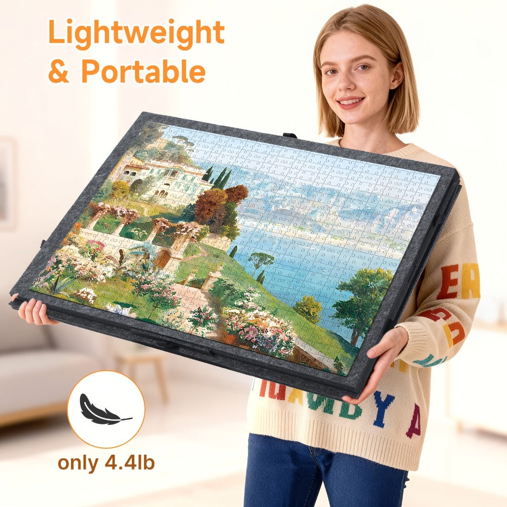 Roll-Up Puzzle Mat Board Extra Large – Foldaway Felt Mat for 1000 & 1500 Piece Jigsaw Puzzles, 6 Sorting Drawers, Portable Roll-Up Storage Solution for Puzzle Lovers Adults Seniors