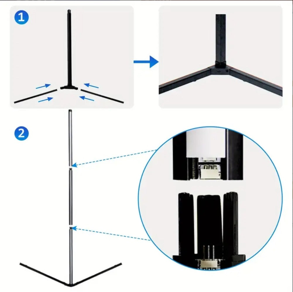 RGB Smart Floor Lamp 56 Inch – 16 Million DIY Color Changing with App & Remote Control, Music Sync, 4 Modes, USB Powered for Game Room, Christmas & Halloween Decor (1, 2 or 4 Pack)