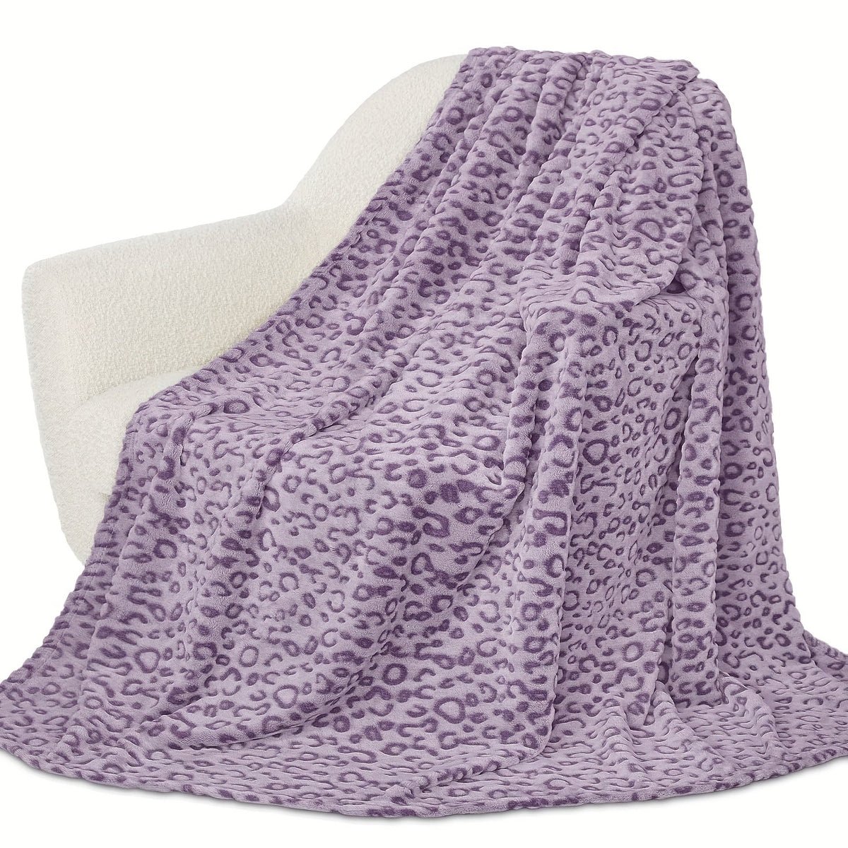 Leopard Print Throw Blanket – Soft Fluffy Jacquard Fleece Flannel for Couch, Bed, Sofa & Camping, 3 Sizes, 5 Colors