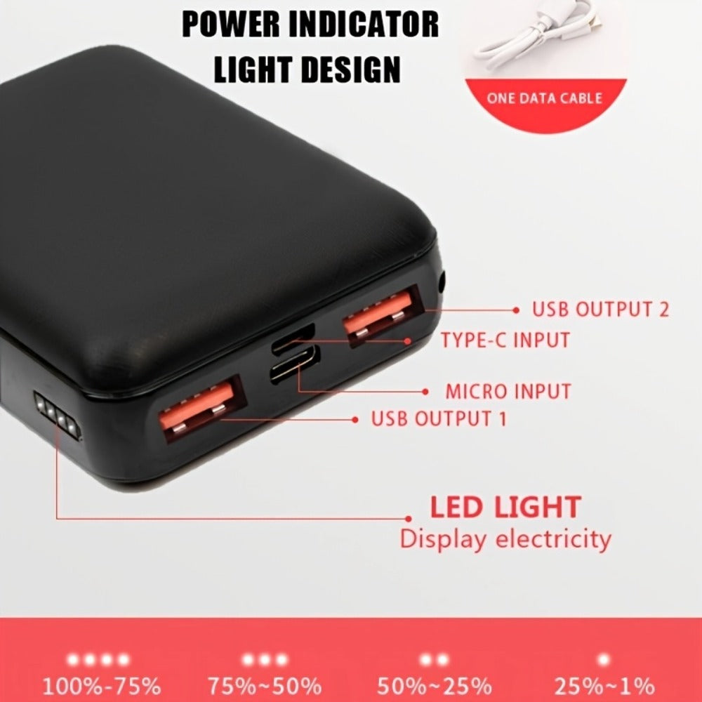 Dual USB Output Power Bank 10000mAh 5V 3A Polymer Lithium Rechargeable Battery Pack for Heated Clothing Heated Jacket Vest Hoodie Pants USB-C Micro Input LED Indicator Compact Portable Charger