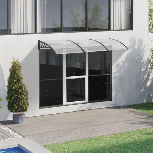Polycarbonate Door and Window Awning with Aluminum Fixing Bars, Brown or Transparent Options