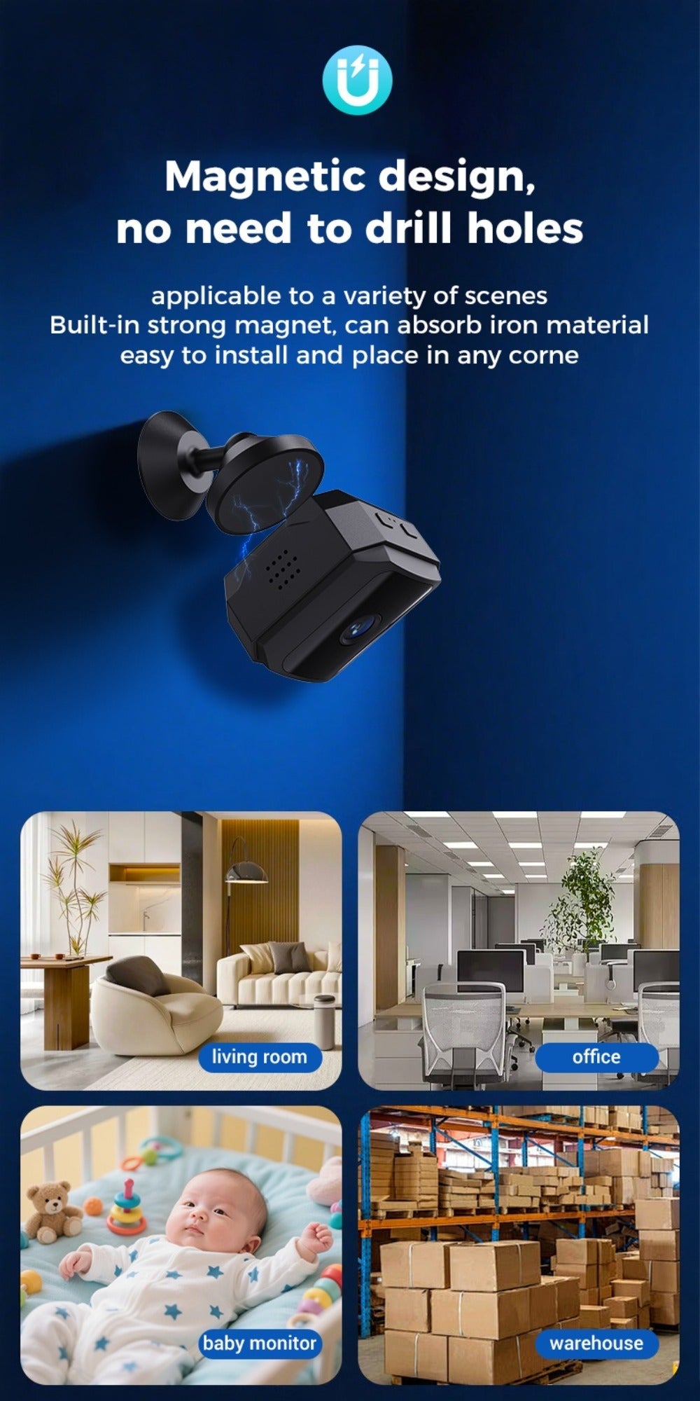 Wireless Security Camera Rechargeable Battery, No WiFi No Internet AP Hotspot, IR Night Vision, Two-Way Audio, Motion Detection Alerts, Indoor Outdoor Portable Surveillance – Home Pet Baby Monitor