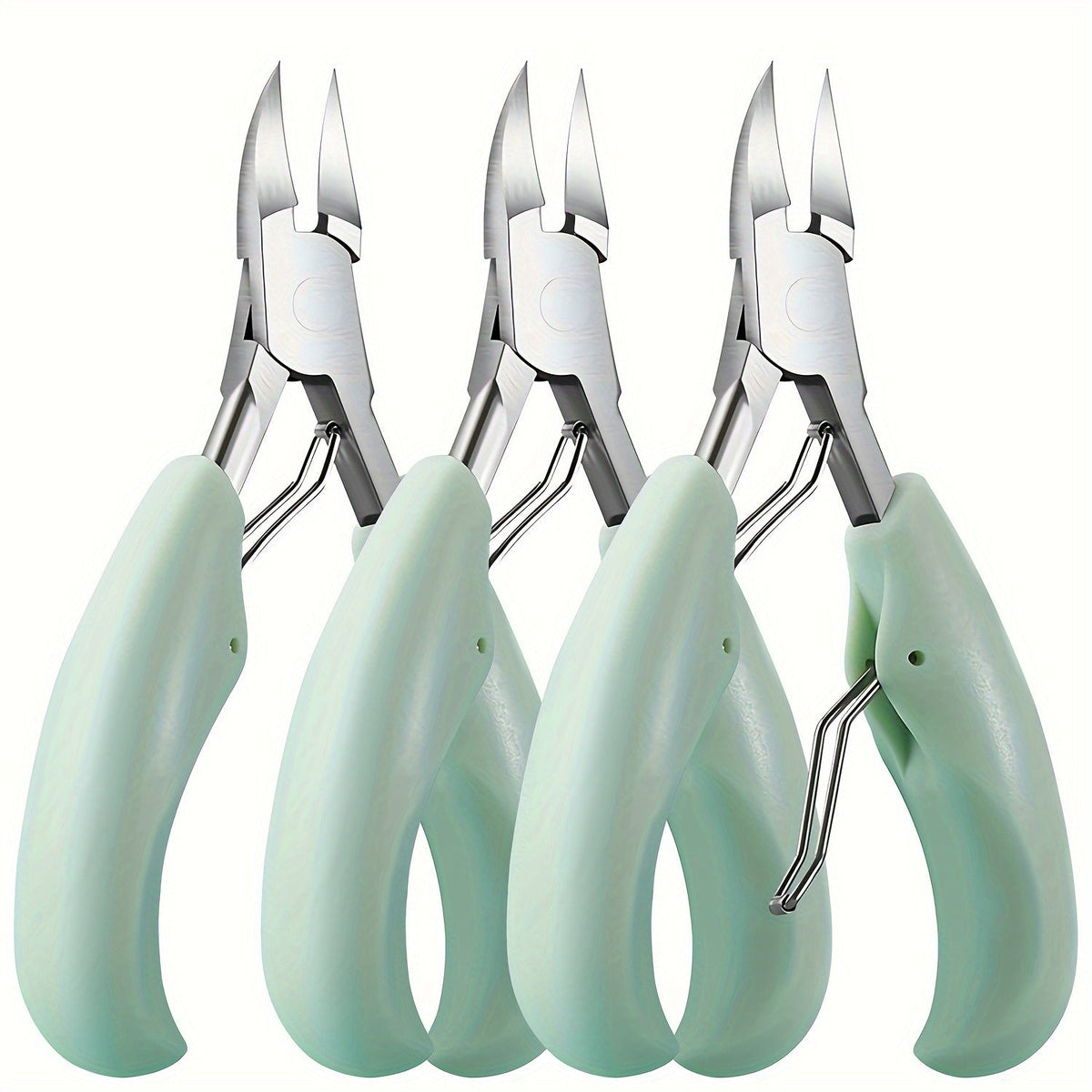 Toenail Clippers for Thick Nails & Ingrown Toenails 3 Pack Sharp Curved Blade Surgical Steel — Double Spring Ergonomic Podiatrist Nail Clipper for Men Women Seniors, Professional Pedicure Tool