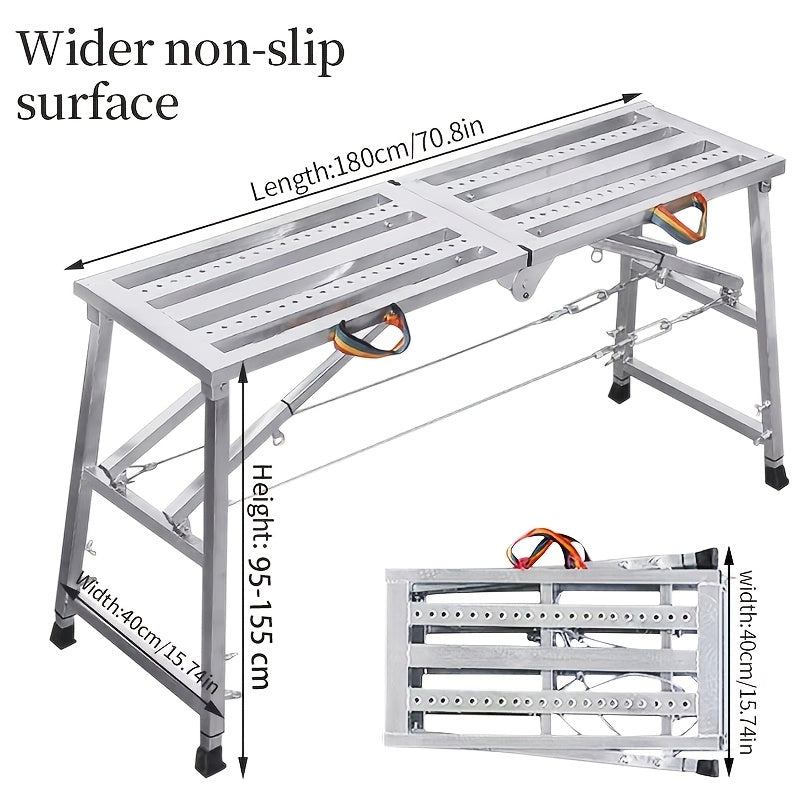 Folding Scaffold Step Stool Adjustable Height 39-79" Portable Steel Work Platform 1300 lb Capacity for Home Renovation Painting Car Washing RV Cleaning