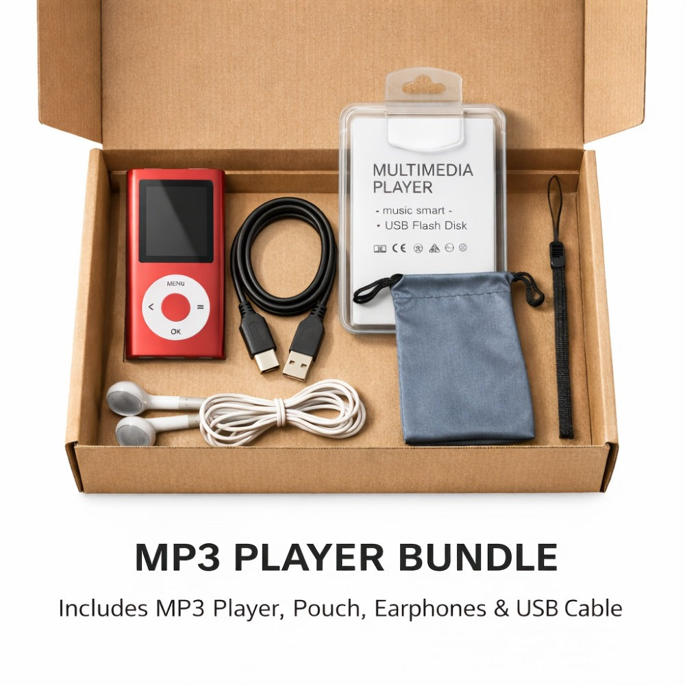 MP3 Player with 64GB Expandable Storage, 8-Hour Battery, Lossless FLAC HiFi Audio, Voice Recorder, E-Book Reader, Photo & Video Viewer, Aluminum Alloy Body, No Bluetooth, Wired Earphone Included