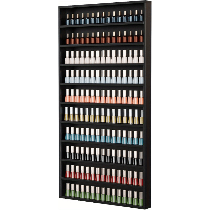 Wall Mount Nail Polish Rack Organizer 6 or 10 Tier with Acrylic Baffle Salon Display Shelf for Gel Polish Storage Nail Studio Home Spa Vanity Black White Pink