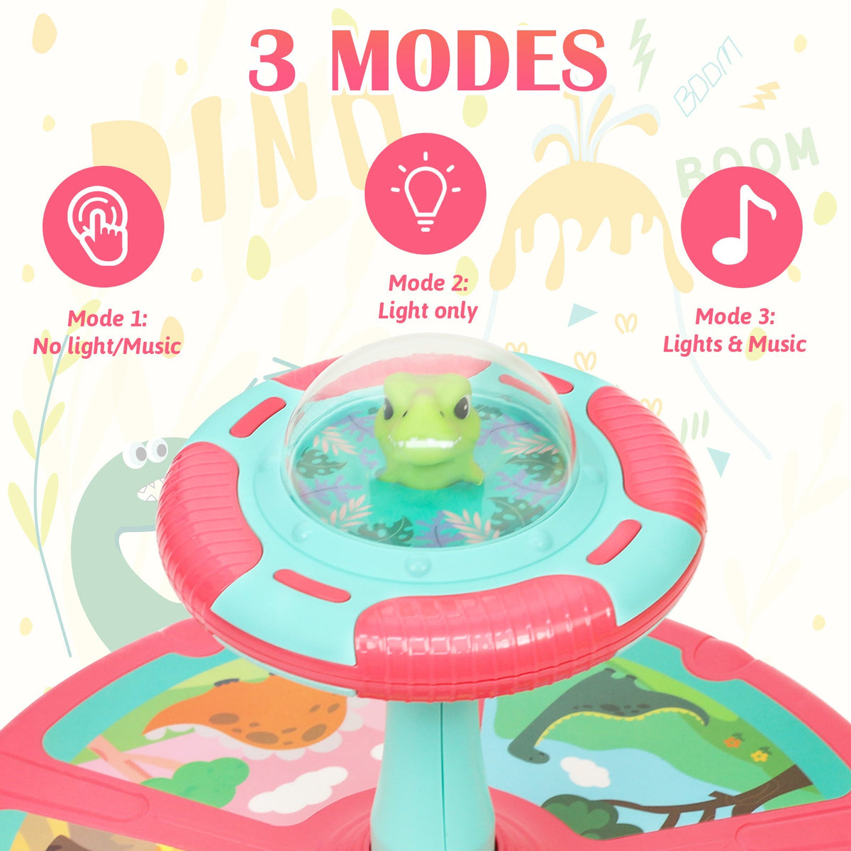 Dinosaur Spin Seat Toy for Toddlers 18 Months+ – 360° Sit and Spin with Music, Indoor Interactive Sensory Balance Toy, Supports Up to 110 lbs, Birthday Christmas Gift for Boys & Girls