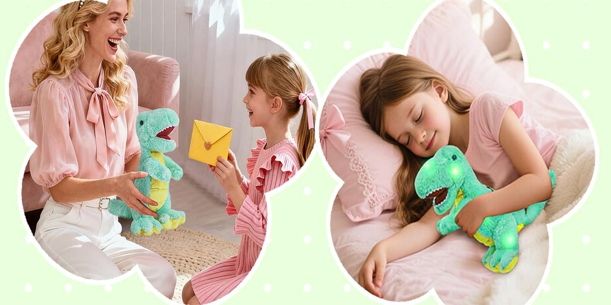 Light-Up T-Rex Stuffed Animal with Music or No-Music Options