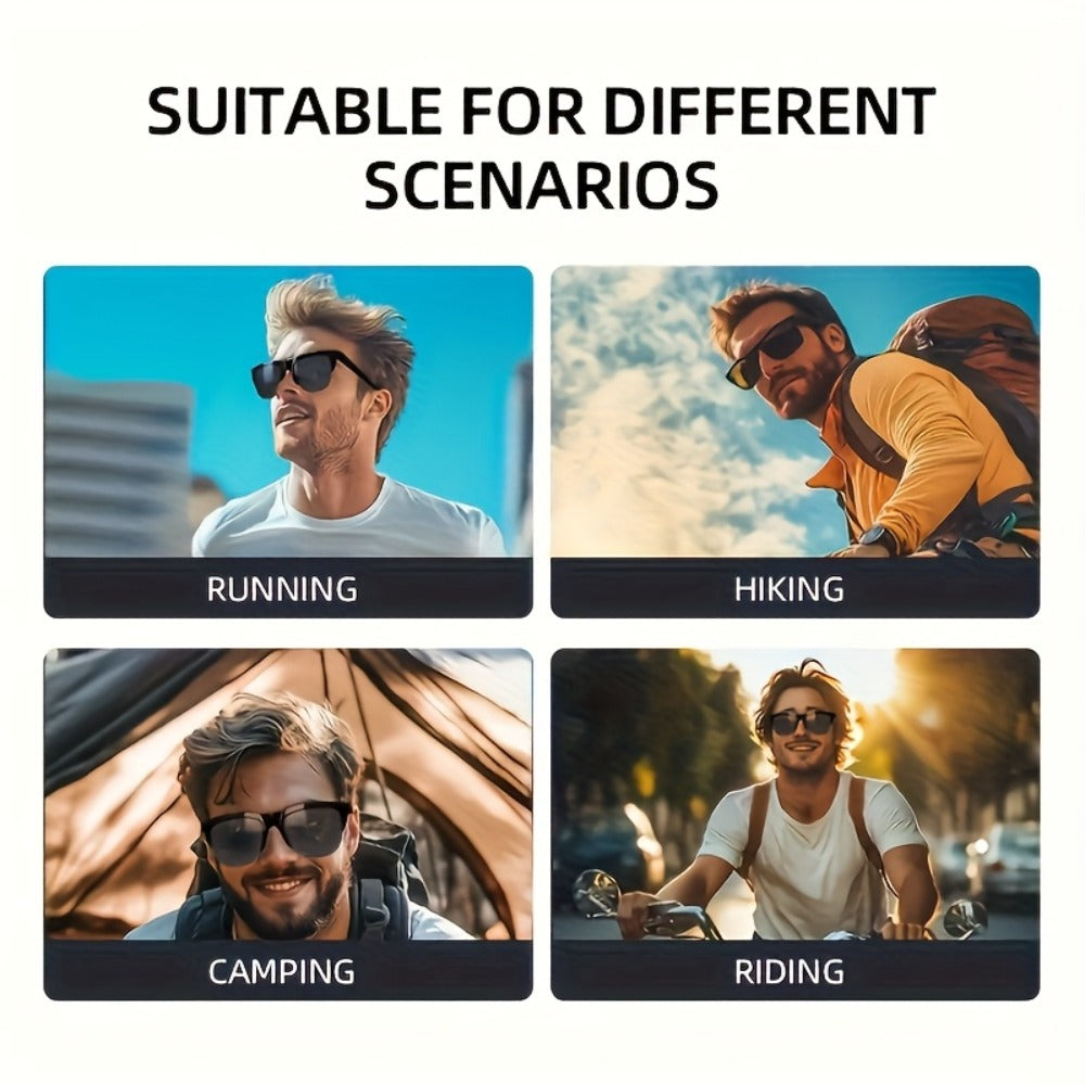 Open-Ear Audio Glasses with Bluetooth Built-In Speaker & Mic – Hands-Free Calls & Music | Lightweight Smart Eyewear for Cycling Driving Fishing Hiking Travel Office | Black & White | Wearable Tech Gift