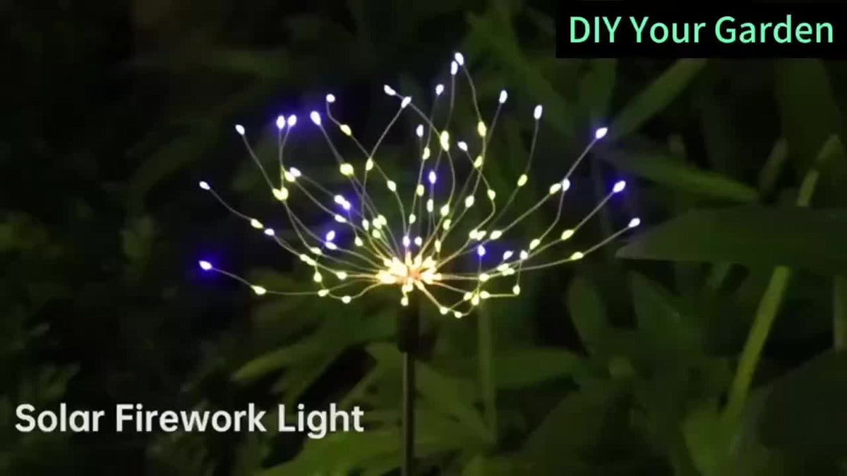 Solar Firework Lights Outdoor Smart Sensor 8 Modes – 90 280 420 520 LED Garden Starburst Lights for Patio Walkway Pathway Party Wedding Warm White Multicolor 1 4 6 8 12 Pack