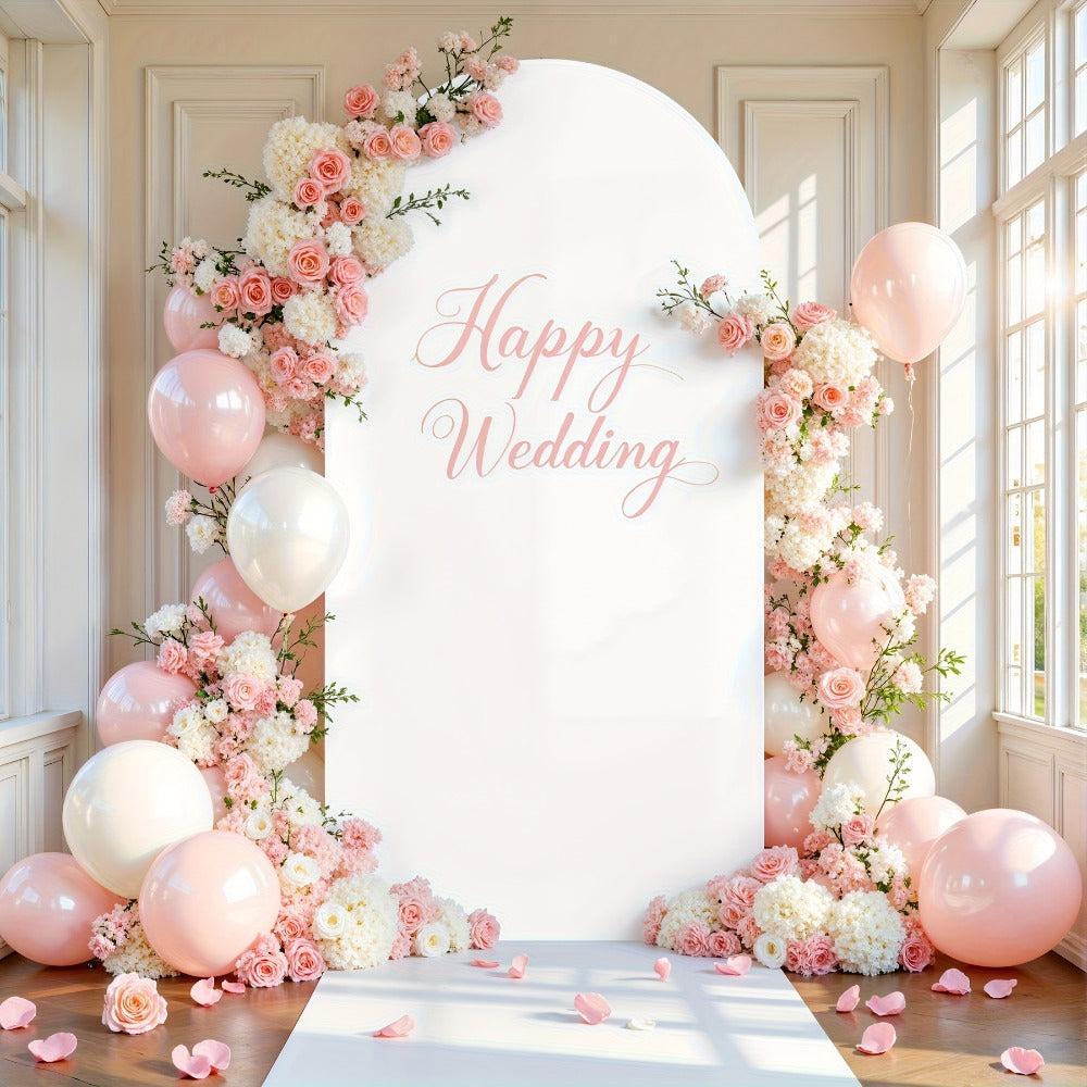 Wedding Arch Cover 6ft Polyester Fitted Round Top Backdrop Cover, Wrinkle-Free Machine Washable, for Wedding Ceremony Birthday Party Gender Reveal Banquet Decoration, 9 Colors Available