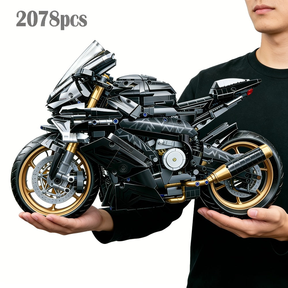 Motorcycle Building Block Model, 1:5 Scale, 2,000+ Pieces