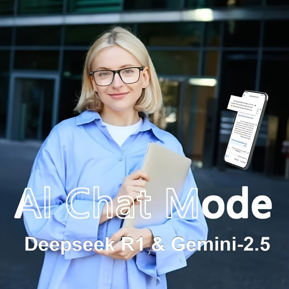 AI Smart Glasses with GPT Voice Assistant & Real-Time Translation 160+ Languages – Photochromic Lenses, Anti-Blue Light, Built-in Speaker & Mic, Unisex Wearable Tech Eyewear
