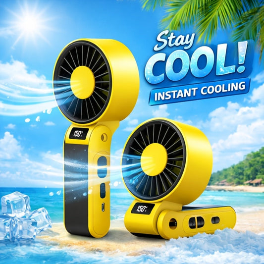 Handheld Fan with 150-Speed Control, USB-C Charging, LED Display and Foldable Design