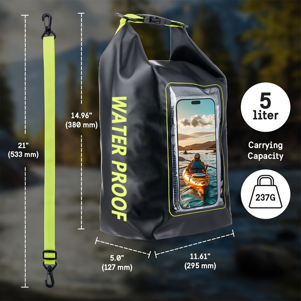 Waterproof Dry Bag Set 3-Piece Roll Top Backpack with Phone Pouch & Dry Sack - Kayaking Boating Camping Swimming Beach Fishing Rafting Travel Gear for Men Women, 1.32 Gal Lightweight PVC Water Sports Bag