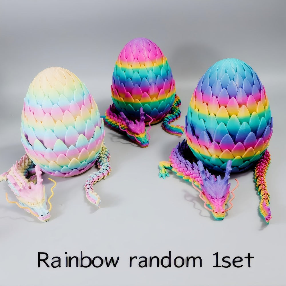 Dragon Egg Gift Set 3D Printed – 7.09in Scaled Egg + 23.62in Large Dragon Ornament, 10 Colors Rainbow Amethyst Crystal Fantasy Collector Gift for Adults Easter Valentine Birthday