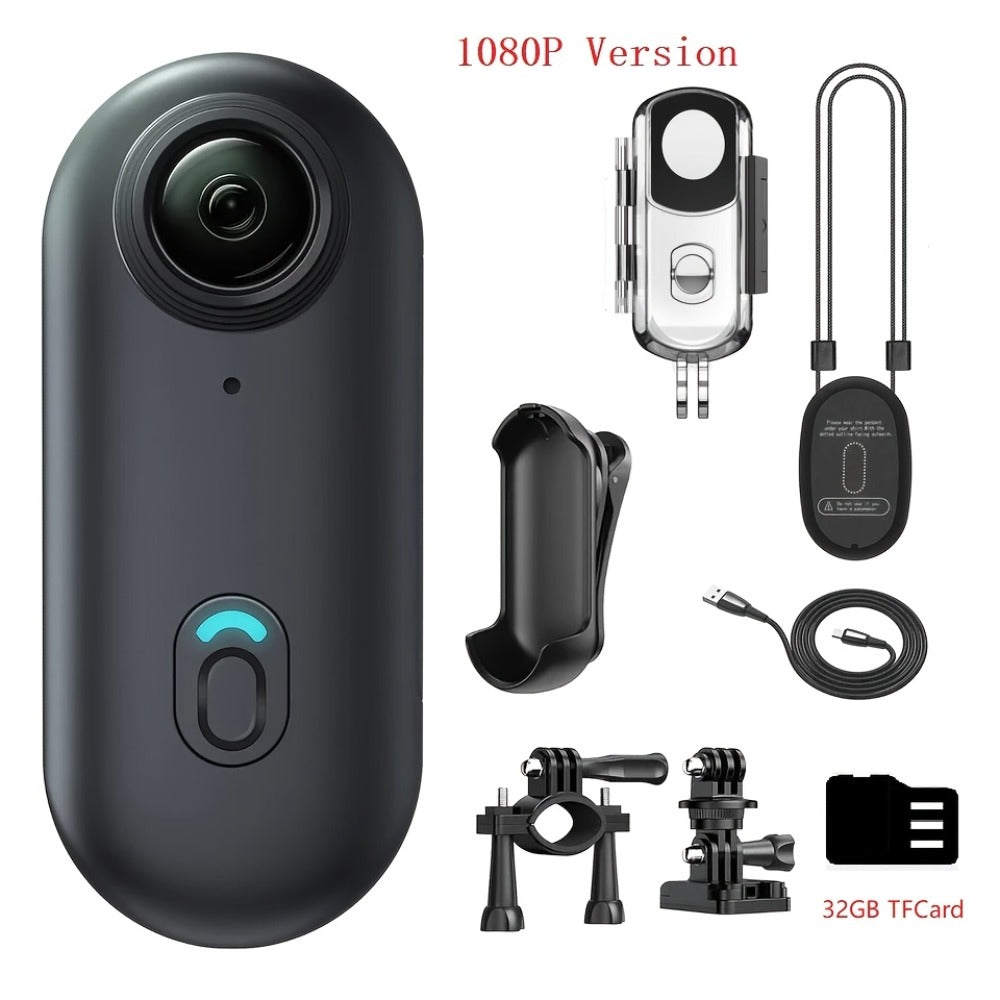 Thumb Action Camera 4K 1080P Mini Sports Camera, Auto Exposure, 800mAh Rechargeable Battery, TF Card Compatible, Compact Wearable Cam for Cycling Hiking Vlogging Outdoor Sports