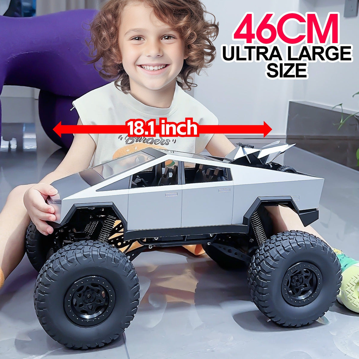 18.1-Inch 4WD RC Monster Truck with Mini RC Motorcycle, All-Terrain