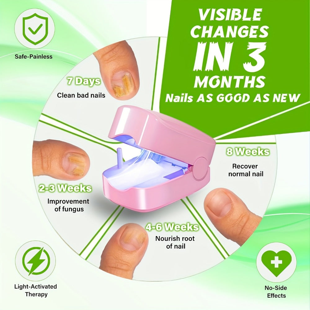 Nail Fungus Laser Device FDA Cleared 7-Minute Home Treatment for Toenail Fingernail Fungal Infections Portable Nail Care Device Fast-Acting Laser Nail Treatment