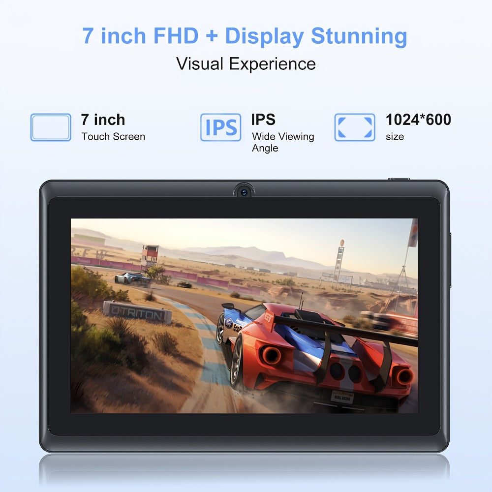 Android 14 Tablet 7 Inch, 32GB Storage 512GB Expandable, Quad-Core Processor IPS HD Touchscreen, Dual Camera 2.4GHz WiFi, Compact Lightweight Portable for Kids Students Seniors Home School Travel – White Pink Black