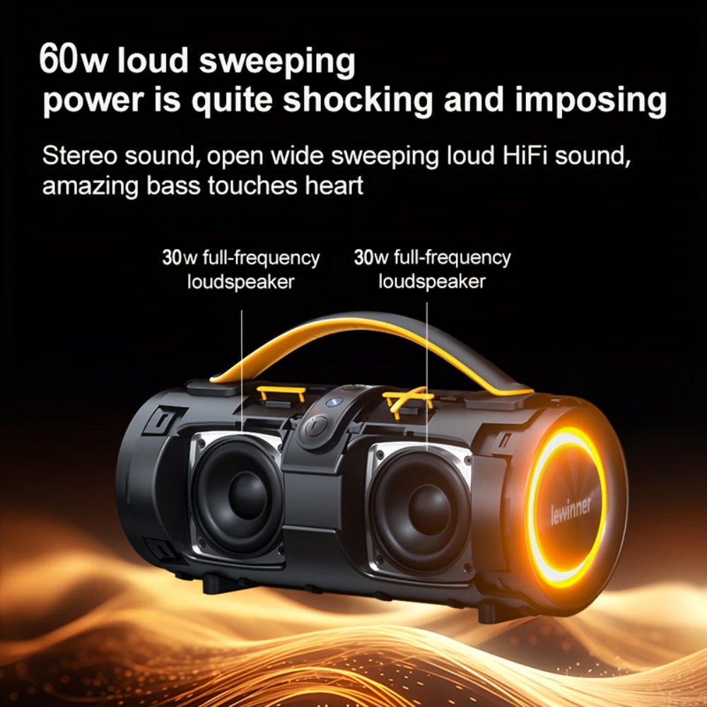 Portable Outdoor Bluetooth Speaker 60W High-Power Subwoofer – 7-Mode RGB Ambient Lighting, Long Battery Life, Type-C Charging, Loud Wireless Speaker for Family Outdoor Parties & Camping
