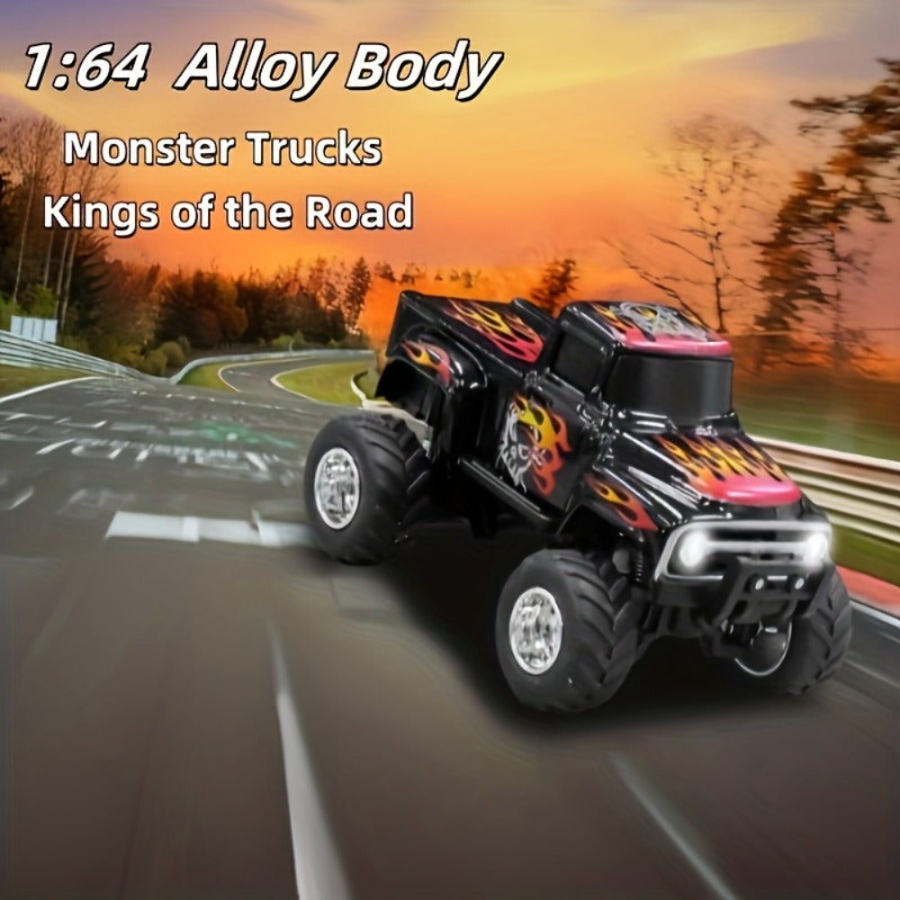 1:64 Scale Die-Cast RC Monster Truck 2.4GHz High-Speed Off-Road Vehicle with LED Headlights, Multiple Control Modes & Adjustable Speed – Toy Gift for Boys & Girls (5 Colors)