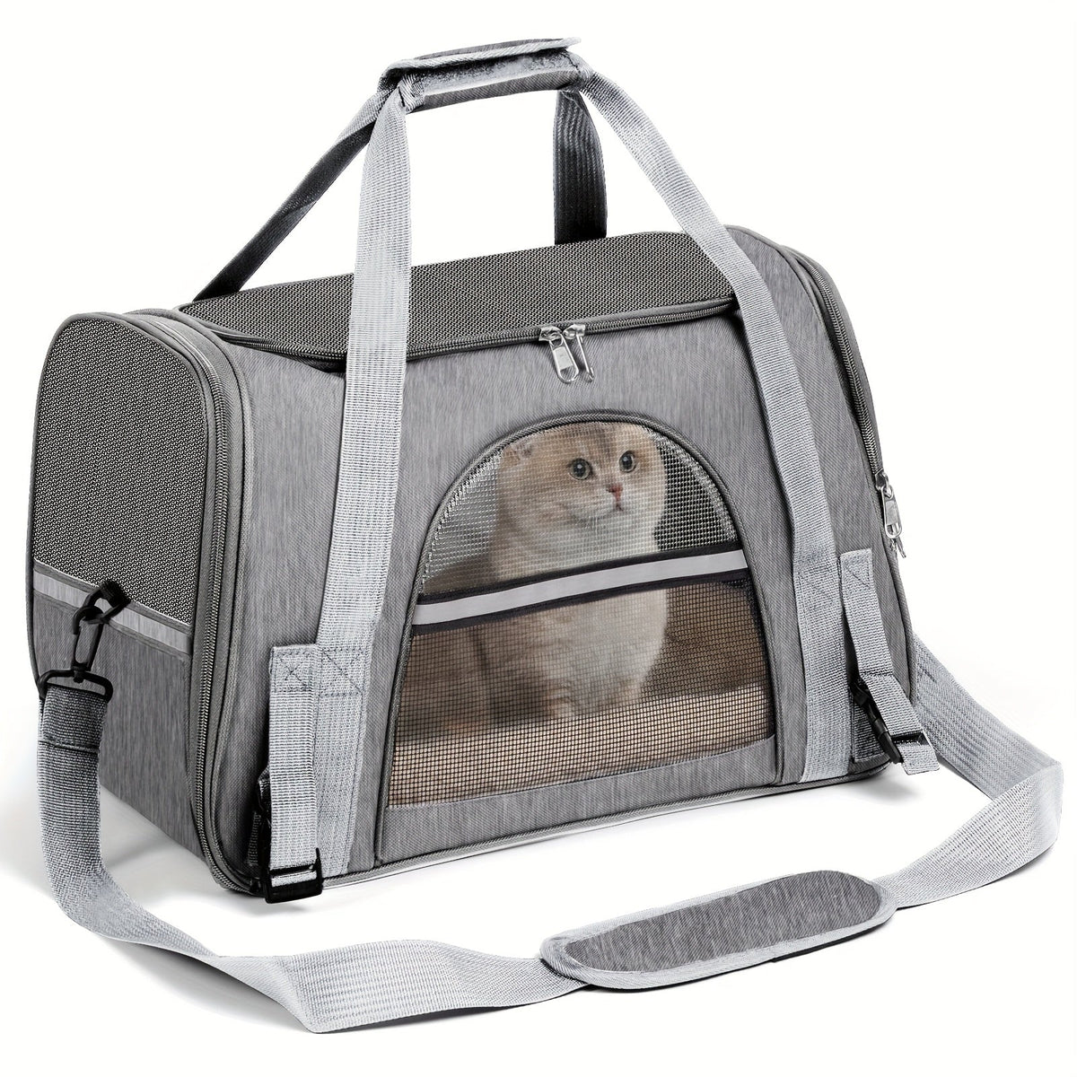 Foldable Cat Carrier Backpack | Airline Approved Collapsible Pet Travel Bag for Cats & Dogs, Spacious Ventilated Design, Anti-Escape Secure Zipper, Car-Friendly Breathable Cage, 6 Colors Available