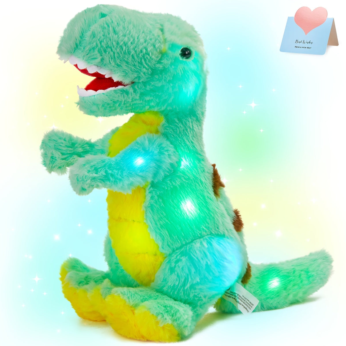 Light-Up T-Rex Stuffed Animal with Music or No-Music Options