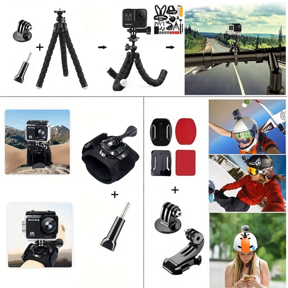 21-in-1 Action Camera Accessory Kit for GoPro Hero 12 11 10 9 8 7 6 5 4, Session, Fusion, Insta360, DJI, SJCAM, AKASO & More | Complete Mounting & Accessories Bundle