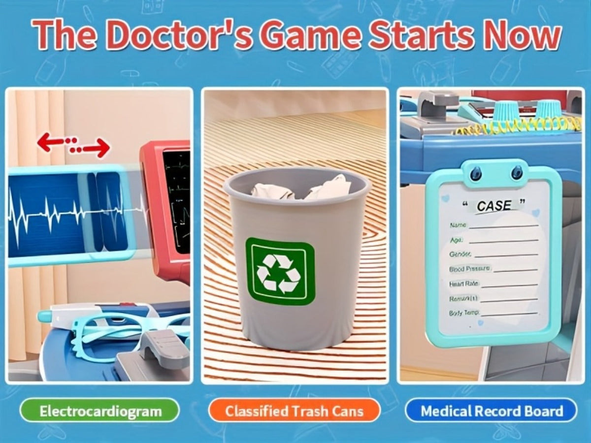 Kids Doctor Play Set with Medical Trolley for Pretend Clinic Role-Play