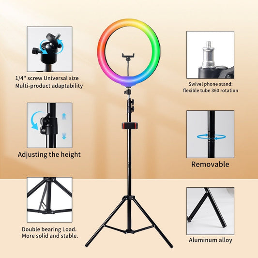Ring Light with Tripod, 10- or 12-Inch Models with RGB & Standard Options