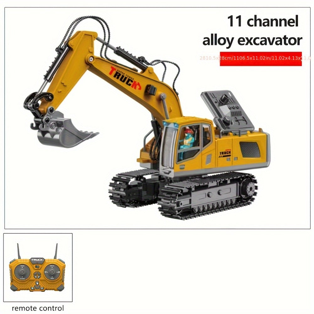 Remote Control Excavator, Loader & Dump Truck, 2.4GHz Alloy RC Construction Toy with Light & Sound