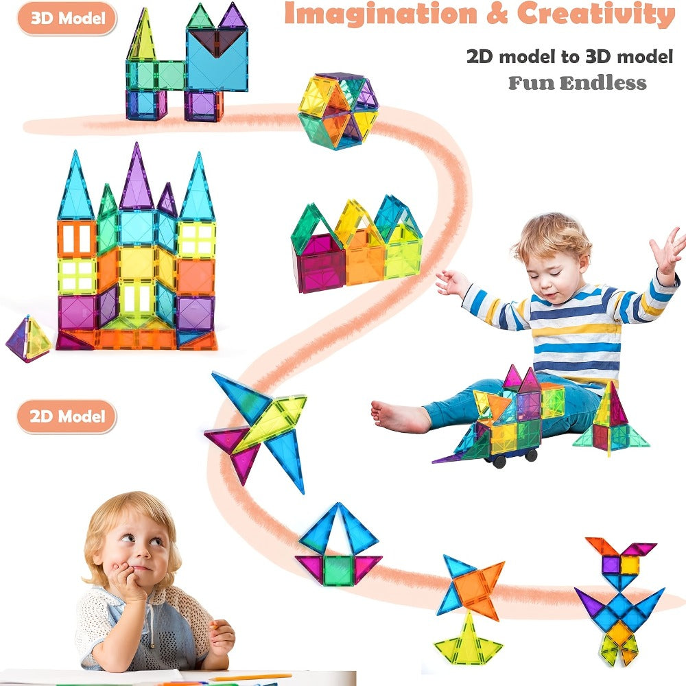 102-Piece Animal Village Magnetic Building Set with House Shapes