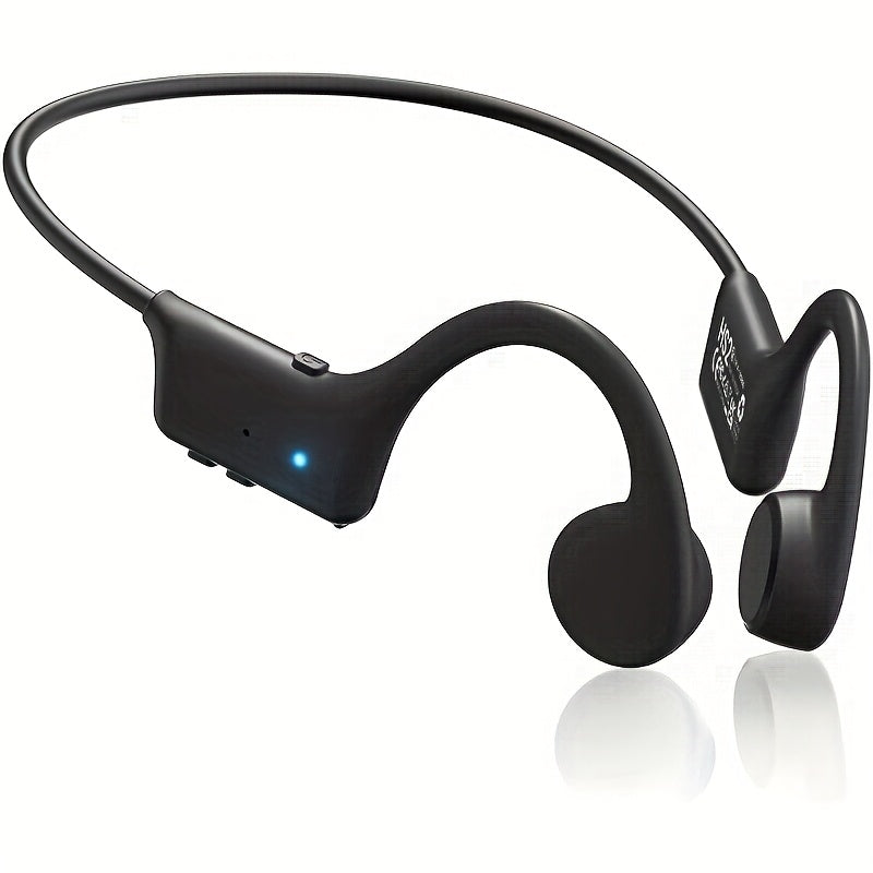 Open-Ear Bone Conduction Headphones 12H Playtime Wireless with Microphone Black Blue Sports Headset for Running Gym Workout Cycling Hiking Ambient Awareness Birthday Gift
