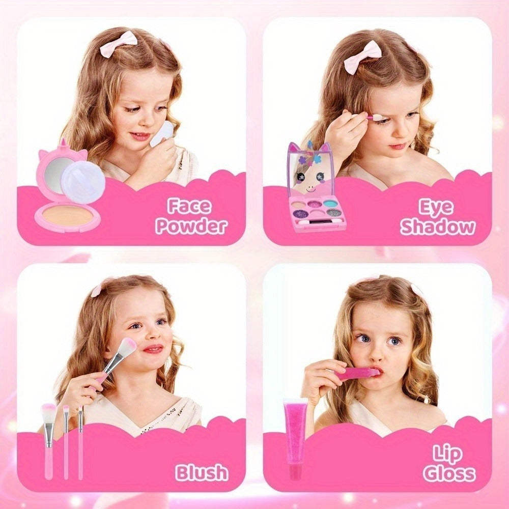 Kids Makeup Set with Crossbody Coin Purse, Washable Princess Cosmetics for Dress Up & Role Play