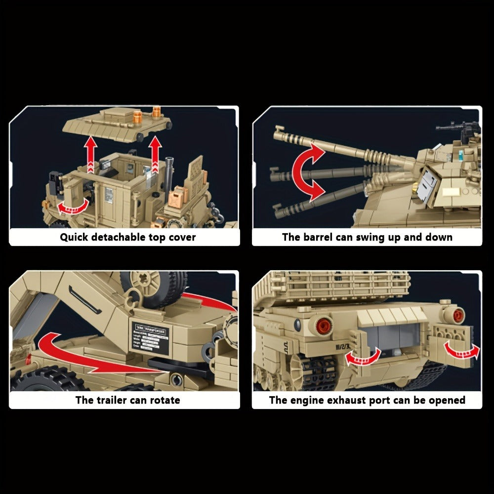 MOC Military Tank Hauler Building Block Set, 3482 Pieces, Armored Transport Model for Adults