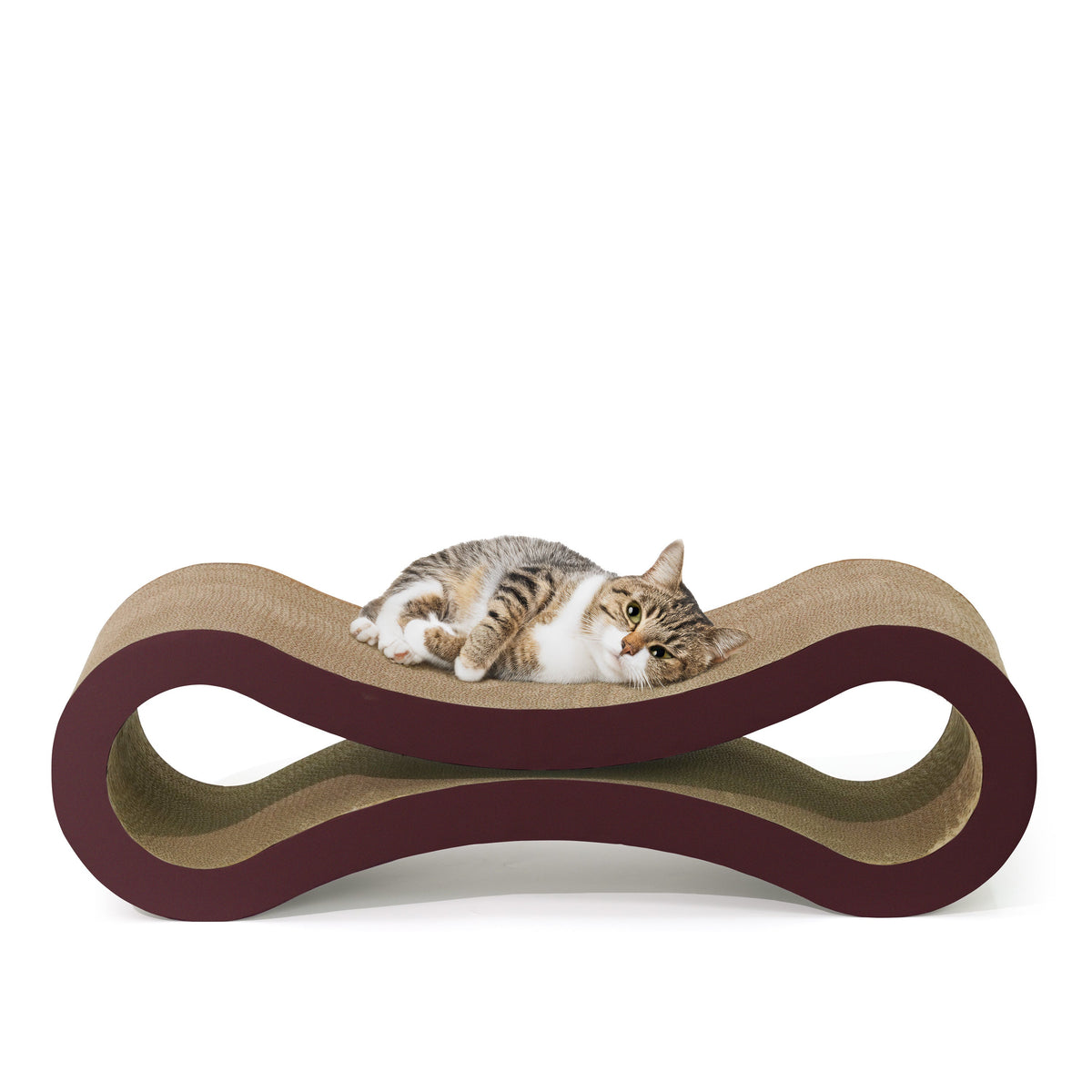 Cat Scratcher Lounger Large Infinity Reversible Cardboard Scratching Pad Board for Indoor Cats, 5-Layer High-Density Cat Scratch Bed with Double-Sided Design, Furniture Protector, Brown & White