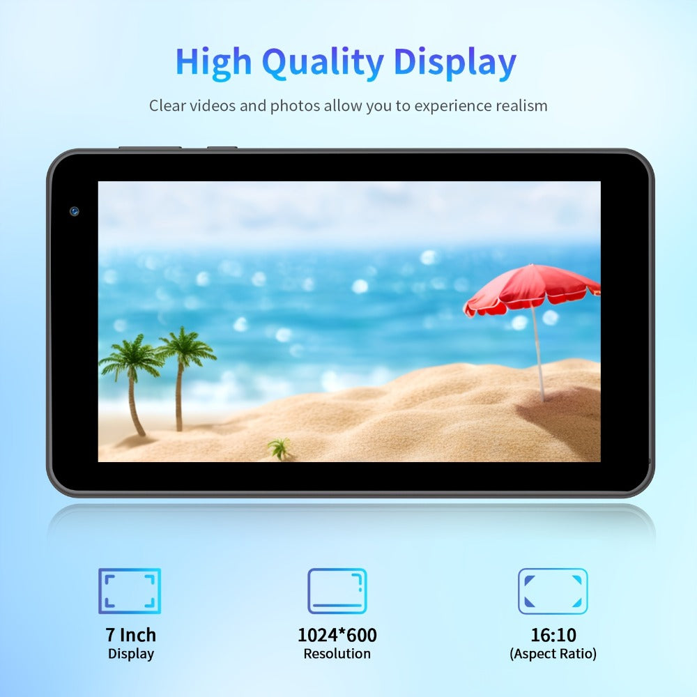 Android 15 Tablet 7 Inch, 8GB RAM 32GB ROM, 1TB Expandable Storage, WiFi 6 Dual-Band IPS Touchscreen Tablet with Protective Case, Multi-Core CPU, Dual HD Cameras – Black