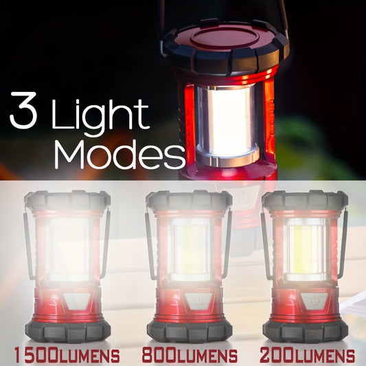 Camping Lantern with Phone Charging, 1500-Lumen USB Rechargeable LED 2-Pack