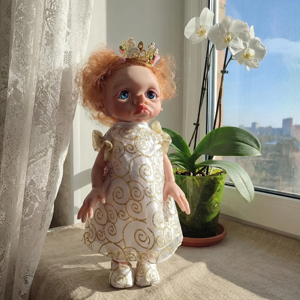 15-Inch Fairy Elf Reborn Doll with Wavy Hair and Random Crown