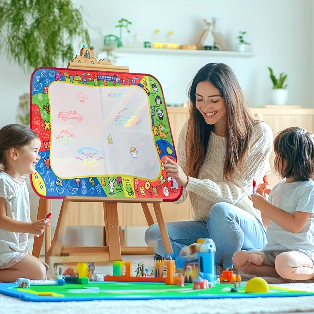Reusable Water Doodle Mat for Kids with 2 Water Pens – Large Size Mess-Free Drawing Pad, Non-Toxic Educational Art Toy, Interactive Gift for Boys & Girls Ages 2-8