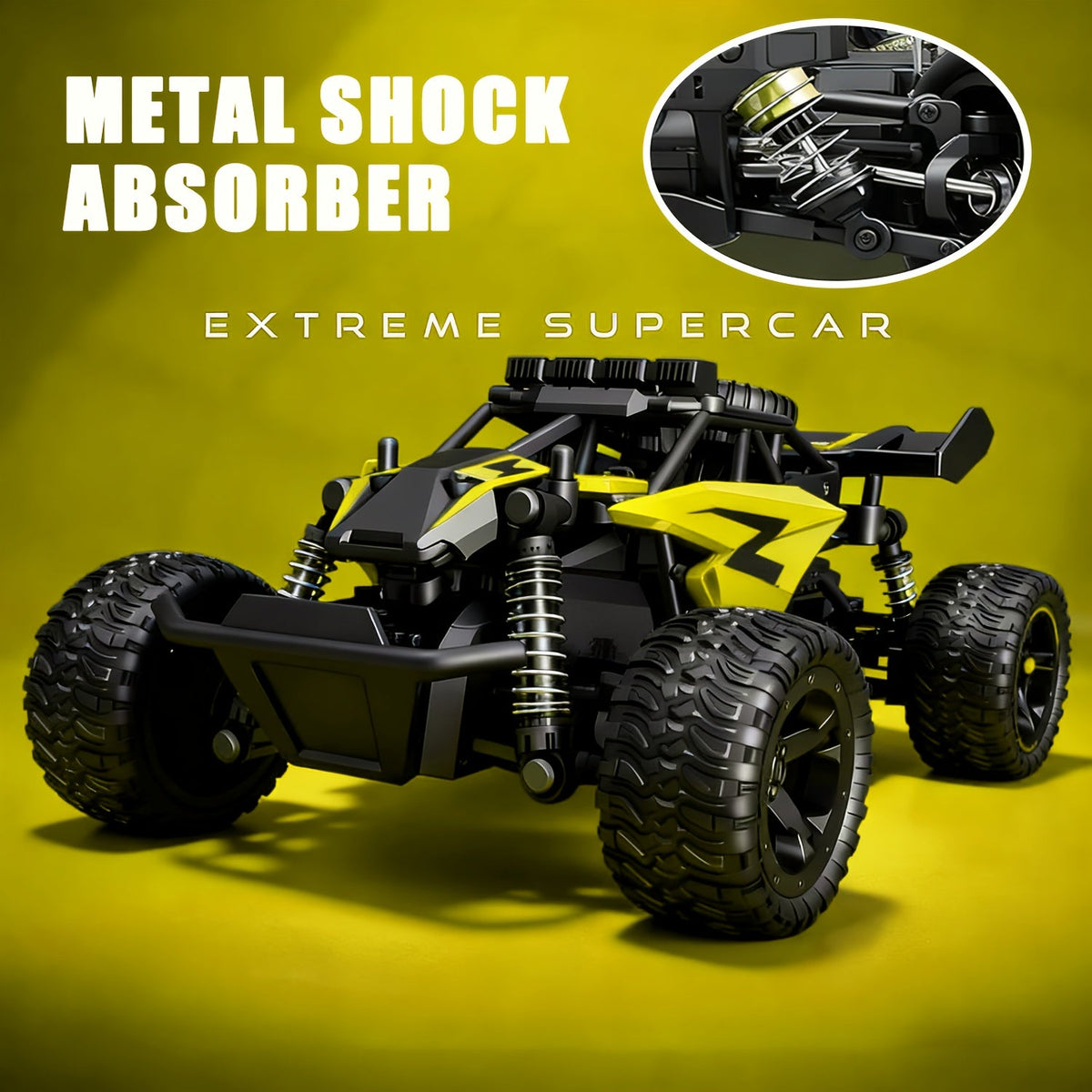 High-Speed RC Buggy 40km/h Alloy Body – 2.4G Remote Control Off-Road Vehicle for Boys Ages 6+, Super Powerful All-Terrain Outdoor Racing Truck, Birthday Halloween Christmas Gift Red Yellow