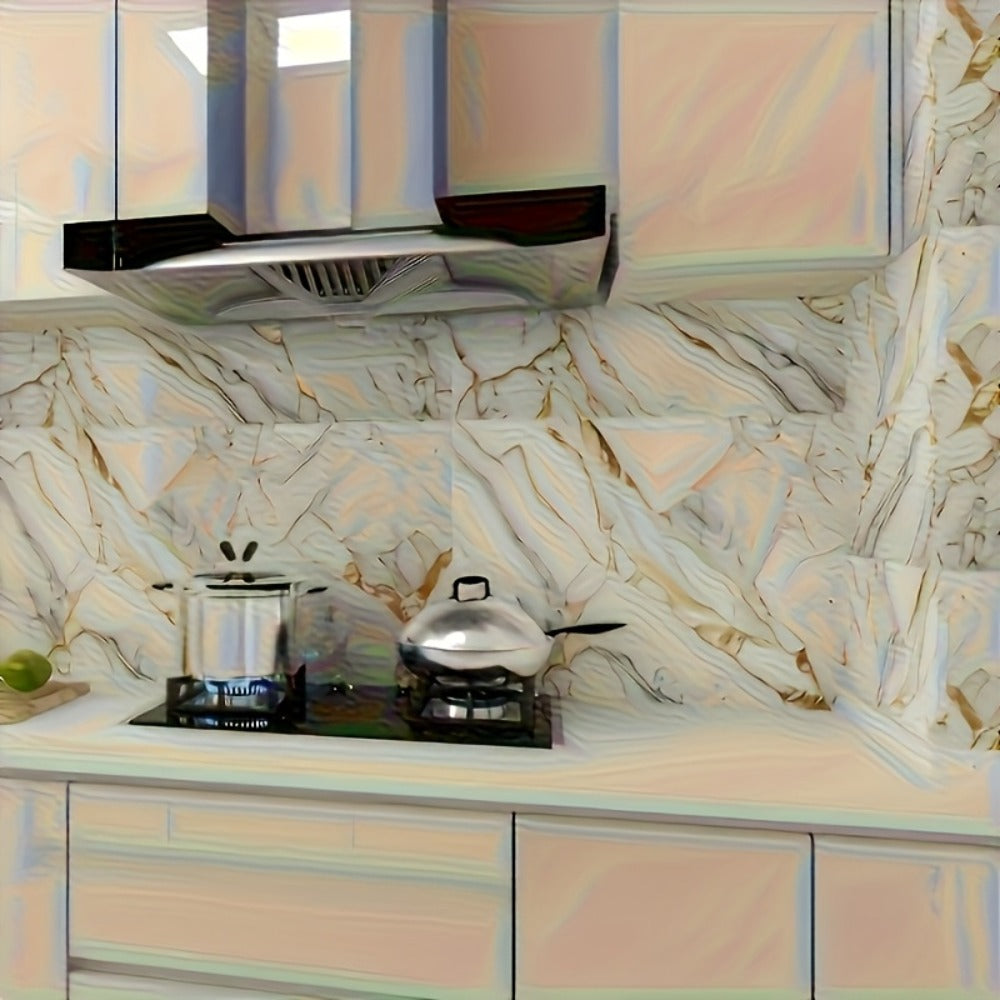 Peel and Stick Marble Tile Stickers – Self Adhesive Foam Wall Tiles for Bathroom Kitchen Office Bohemian Home Decor (50/100pcs, White/Gray/Black/Blue Gold)