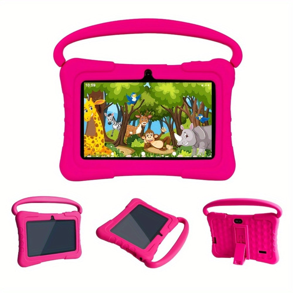 Educational Kids Tablet 7 Inch Android 14, Eye Protection Screen Parental Control GMS Certified, 2GB RAM 32GB ROM 2.4G Wi-Fi, Shockproof Case Dual Camera Pre-Loaded Learning Apps & Games, Children Tablet for Ages 3-12 – Blue Red