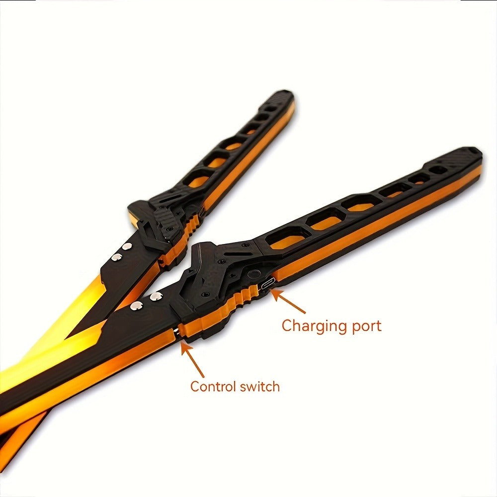 LED Cyberpunk Katana Prop 80cm Acrylic Luminous – 1:1 Scale Sci-Fi Glowing Sword for Cosplay Halloween Masquerade Party Display Collectible Blunt Safe Red Orange Green