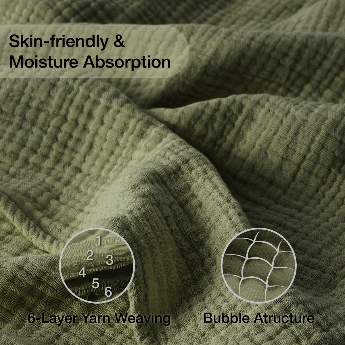 Muslin Blanket 100% Cotton 6-Layer – Breathable Soft Gauze Throw for Couch & Bed, All Season, Machine Washable, 13 Colors, 5 Sizes