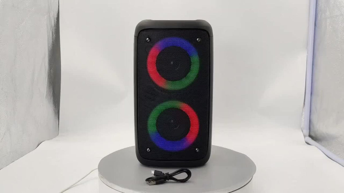 KTS-1265 Portable Wireless Bluetooth Dual Speaker with RGB Colorful Ambient Lighting, 2400mAh Battery, Bass Boost Stereo Sound, USB-C Rechargeable, for Parties Camping Home Gatherings Karaoke